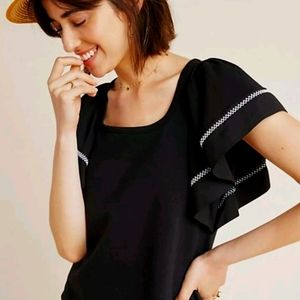 Anthropologie Maeve Flutter Sleeve Top
